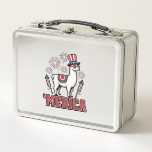 Patriotisches Lama Merica Vintage Vektor Design_1 Metall Brotdose
