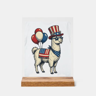 Patriotisches Lama Vintage Gravur Shirt Design_1 Acrylschild