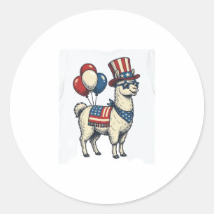 Patriotisches Lama Vintage Gravur Shirt Design_1 Runder Aufkleber