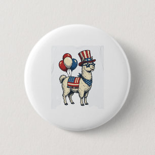 Patriotisches Lama Vintage-Stickerei-Shirt-Design_ Button