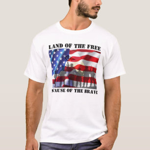Patriotisches Land der Freien wegen der Tapferen T-Shirt