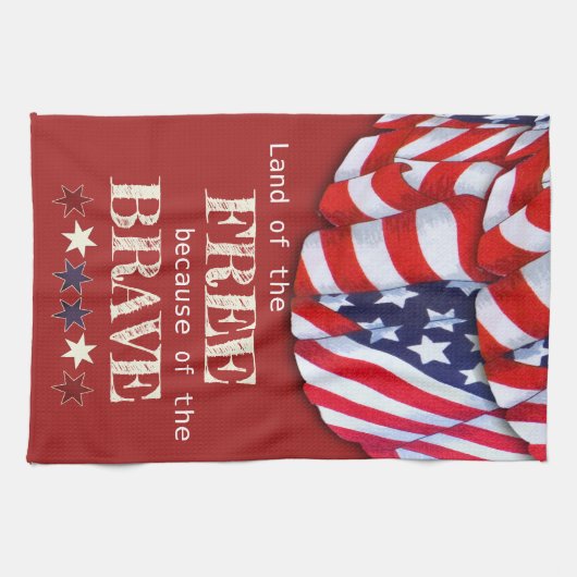 Patriotisches Land des Freien Roten Weißen Blauen Geschirrtuch (Horizontal)