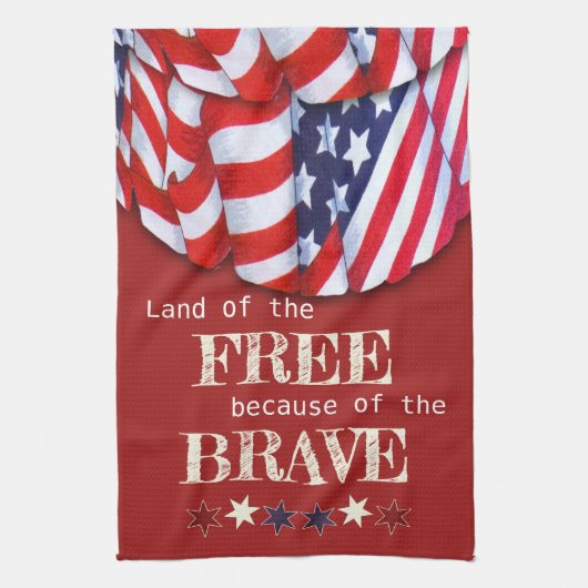 Patriotisches Land des Freien Roten Weißen Blauen Geschirrtuch (Vertikal)