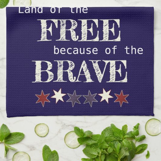 Patriotisches Land des Freien Roten Weißen Blauen Geschirrtuch (Gefaltet)