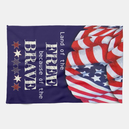 Patriotisches Land des Freien Roten Weißen Blauen Geschirrtuch (Horizontal)