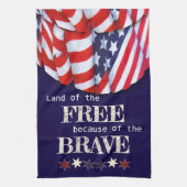Patriotisches Land des Freien Roten Weißen Blauen Geschirrtuch (Vertikal)