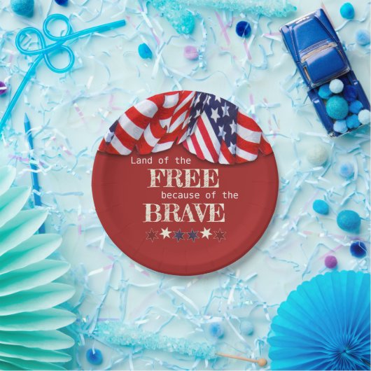 Patriotisches Land des Freien Roten Weißen Blauen Pappteller (Party)