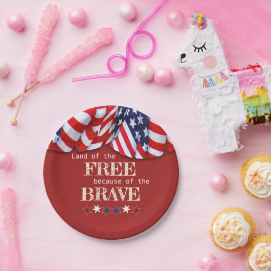 Patriotisches Land des Freien Roten Weißen Blauen Pappteller (Party)