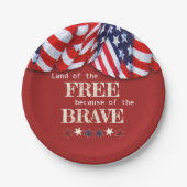 Patriotisches Land des Freien Roten Weißen Blauen Pappteller (Vorderseite)