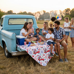 Patriotisches Lastwagen- und Feuerwerk-Muster  Fleecedecke