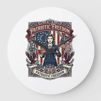 Patriotisches Lehrer Vektorgrafik T-Shirt_1 Große Wanduhr