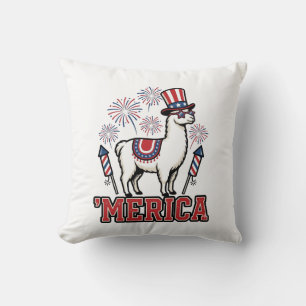 Patriotisches Llama Merica Vintage Vektordesign_1 Kissen