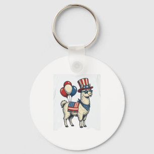 Patriotisches Llama-Vintage-Stickerei-Shirt-Design Schlüsselanhänger