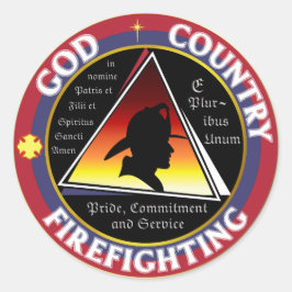 Patriotisches Logo des "Country Firefight Circle" Runder Aufkleber