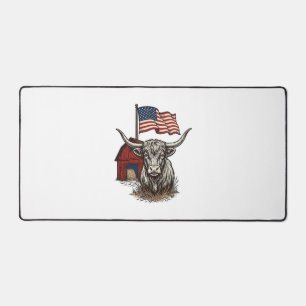 Patriotisches Longhorn-Rind und rotes Scheunenvekt Schreibtischunterlage