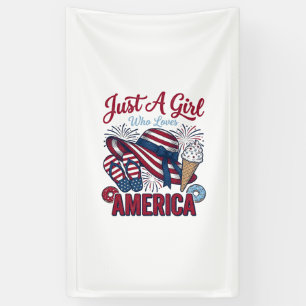 Patriotisches Mädchen Amerika Sommer Vintage T-Shi Banner