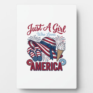Patriotisches Mädchen Amerika Sommer Vintage T-Shi Fotoplatte