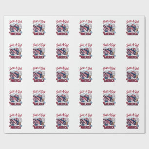 Patriotisches Mädchen Amerika Sommer Vintage T-Shi Geschenkpapier