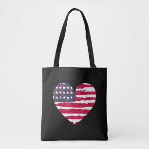 Patriotisches Mädchen Amerikanische Flagge Herz 4. Tasche