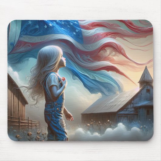 Patriotisches Mädchen im Baumwollland Mousepad (Vorne)