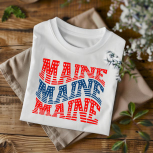 Patriotisches Maine-Rot und Blau Boho-T-Shirt T-Shirt