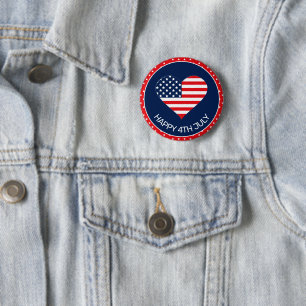 Patriotisches Marineblau, USA-Flagge Herz 4. Juli Button