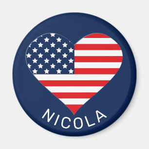 Patriotisches Marineblau, USA-Flaggen-Herz Magnet