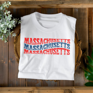 Patriotisches Massachusetts Rot-Blaues-Boho-T-Shir T-Shirt