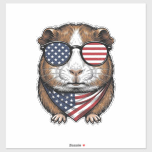 Patriotisches Meerschweinchen Vintage-Stich Aufkleber