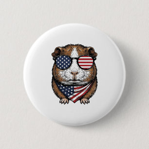 Patriotisches Meerschweinchen Vintage-Stich Button