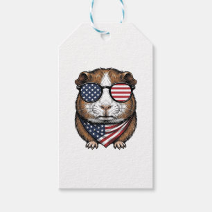 Patriotisches Meerschweinchen Vintage-Stich Geschenkanhänger