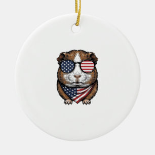 Patriotisches Meerschweinchen Vintage-Stich Keramik Ornament