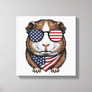 Patriotisches Meerschweinchen Vintage-Stich Leinwanddruck