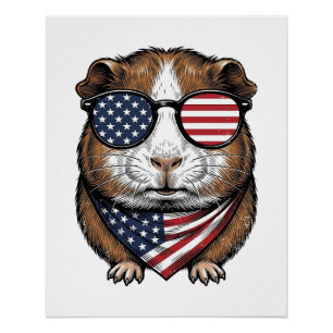 Patriotisches Meerschweinchen Vintage-Stich Poster
