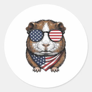 Patriotisches Meerschweinchen Vintage-Stich Runder Aufkleber