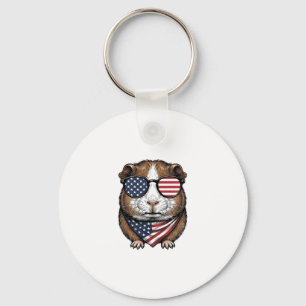 Patriotisches Meerschweinchen Vintage-Stich Schlüsselanhänger