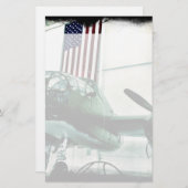 Patriotisches militärisches Flugzeug des Zweiten W Briefpapier (Vorne/Hinten)