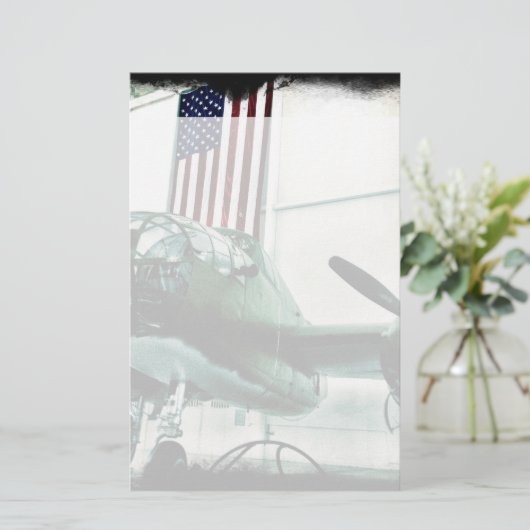 Patriotisches militärisches Flugzeug des Zweiten W Briefpapier (Stehend Vorderseite)
