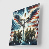 Patriotisches Militärkreuz Quadratische Wanduhr (Winkel)