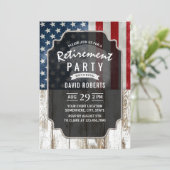 Patriotisches Militärruhestand USA Flag Rustikales Einladung (Stehend Vorderseite)