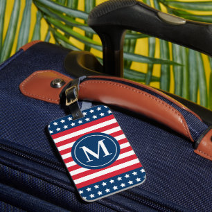 Patriotisches Monogramm mit Sternen und Streifen Gepäckanhänger