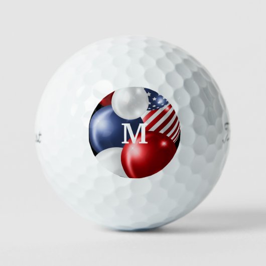 PATRIOTISCHES MONOGRAMM WEISSE BALLS GOLFBALL (Vorderseite)