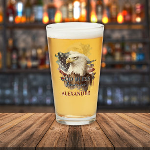 Patriotisches monogrammiertes Gott segne Amerika Glas