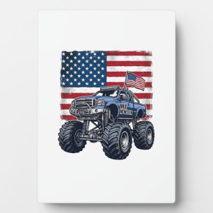Patriotisches Monster-Truck-Vintage-Stichdesign_1 Fotoplatte