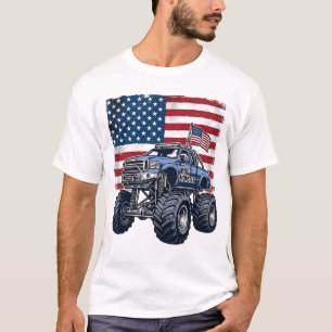 Patriotisches Monster-Truck-Vintage-Stichdesign_1 T-Shirt
