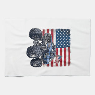 Patriotisches Monster-Truck-Vintage-Stickerei-Desi Geschirrtuch