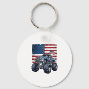 Patriotisches Monster-Truck-Vintage-Stickerei-Desi Schlüsselanhänger