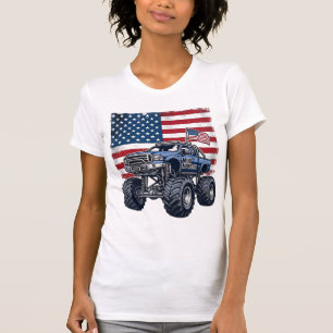 Patriotisches Monster-Truck-Vintage-Stickerei-Desi T-Shirt