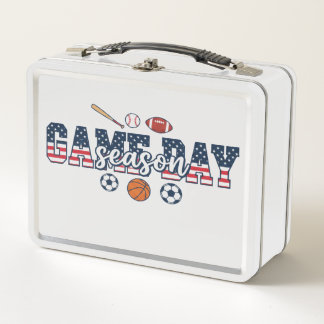 Patriotisches Multi-Sport-Spieltag-Saison Amerikan Metall Brotdose