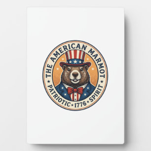 Patriotisches Murmeltier Vintage Gravur Shirt Desi Fotoplatte